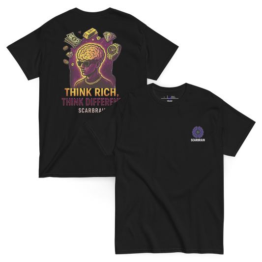 T-shirt "THINK RICH, THINK DIFFERENT" classica unisex